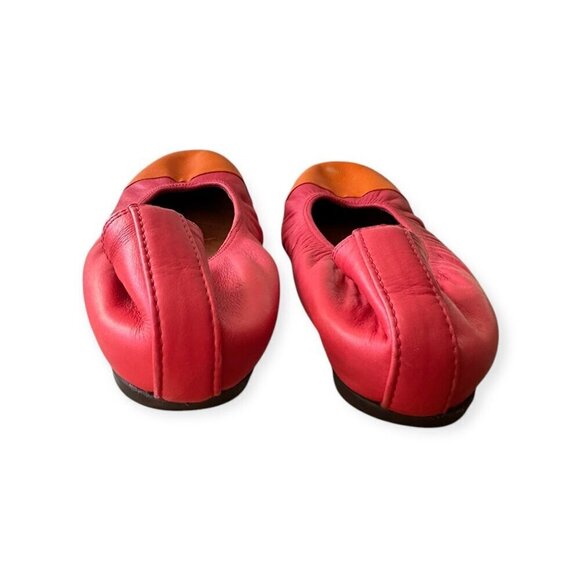 Lanvin Cap-Toe Ballerina Flats. in Red /Orange Leather,  39 EU - Picture 8 of 13